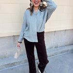 [Z Supply] River Plaid Button Up in Emerald Cove - The Pink Pineapple 850