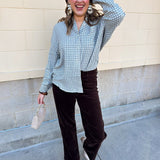 [Z Supply] River Plaid Button Up in Emerald Cove - The Pink Pineapple 850
