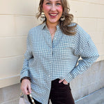 [Z Supply] River Plaid Button Up in Emerald Cove - The Pink Pineapple 850