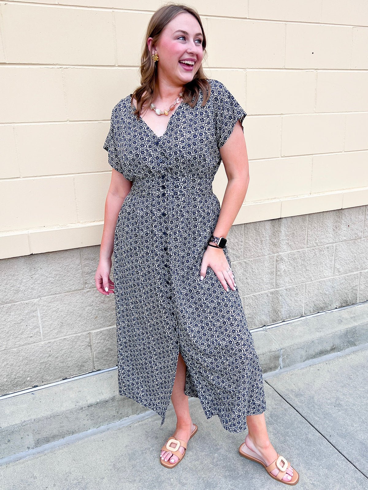 [Z Supply] Sanna Iris Floral Maxi Dress in Eclipse - The Pink Pineapple 850
