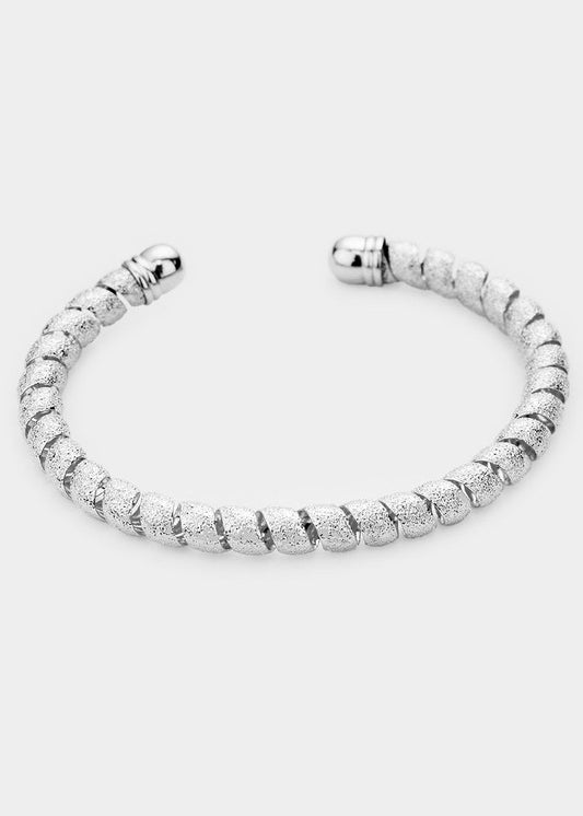 Metal Telephone Cord Cuff Bracelet | Silver