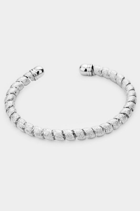 Metal Telephone Cord Cuff Bracelet | Silver