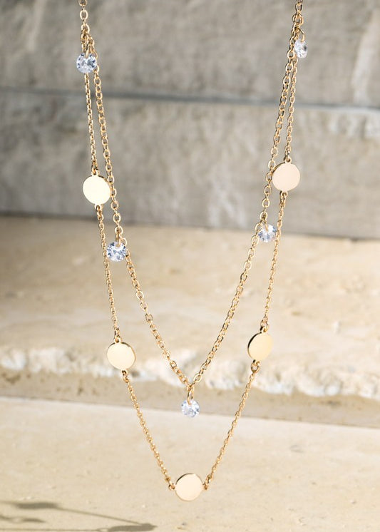 Ara Layered Crystal Charm Necklace
