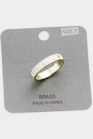 Brass Metal Enamel MAMA Ring | Gold