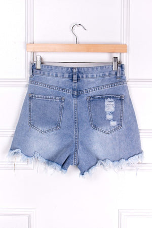 Book The Trip High Waisted Denim Shorts