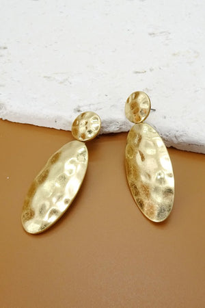 Hammered Oval Drop Earrings