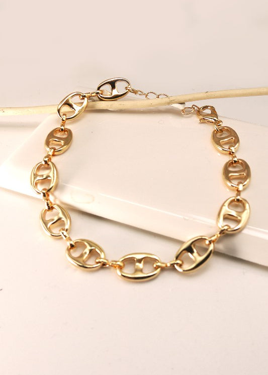 Oval Anchor-Mariner Link Chain Bracelet