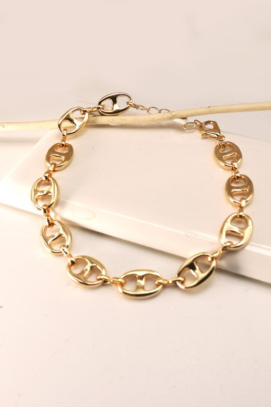 Oval Anchor-Mariner Link Chain Bracelet