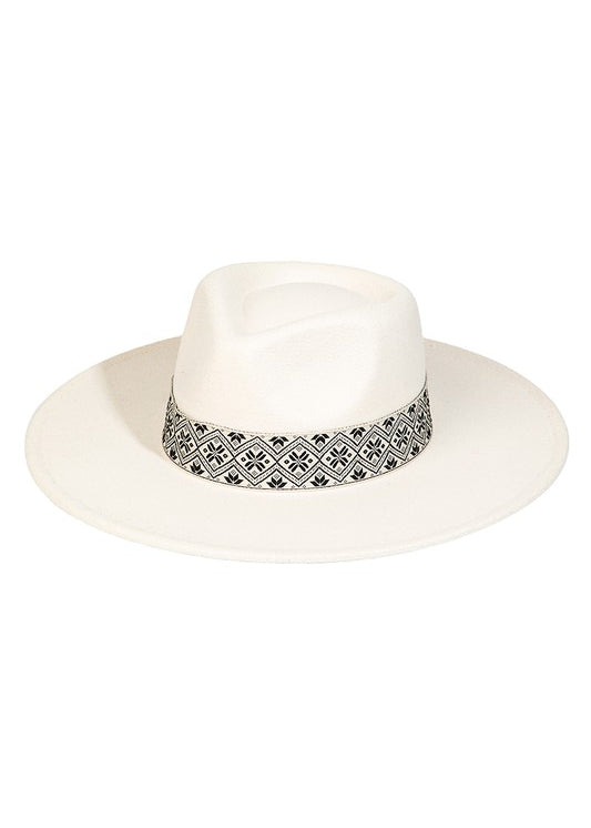 Boho Pattern Strap Fedora Hat