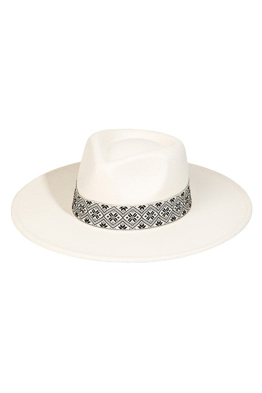 Boho Pattern Strap Fedora Hat