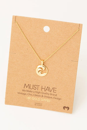 Must Have Tsunami Wave Coin Pendant Necklace