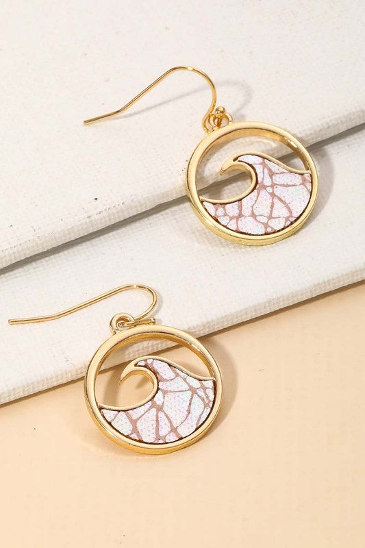 Round Wave Charm Earrings