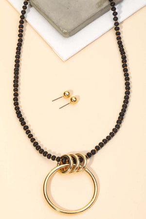 Beaded Circle Charm Necklace