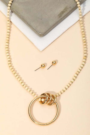 Beaded Circle Charm Necklace