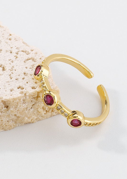 18K Copper Cubic Zirconia Colorful Round Ring | Purple