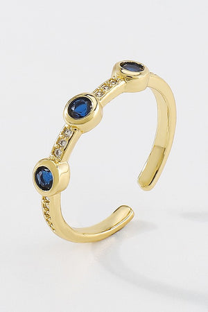 18K Copper Cubic Zirconia Colorful Round Ring | Blue