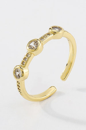 18K Copper Cubic Zirconia Colorful Round Ring | White