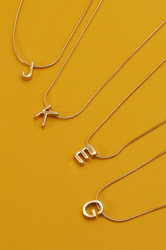 Delicate Snake Chain Initial Pendant Necklace