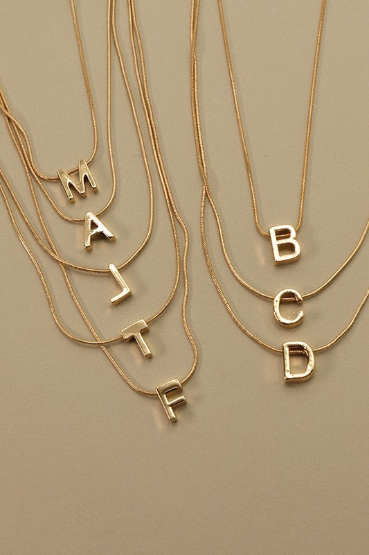 Delicate Snake Chain Initial Pendant Necklace