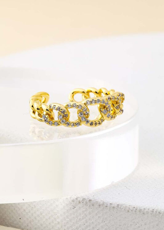 Pave Circle Chain Link Fashion Ring