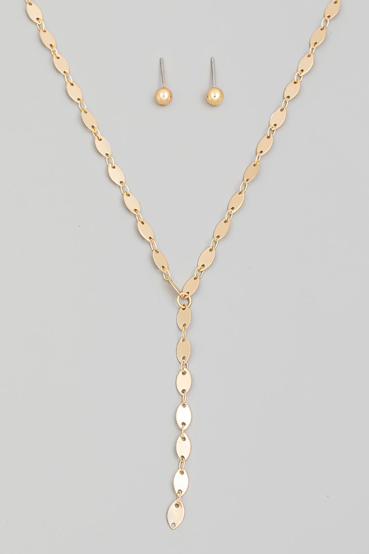 Mariner Chain Disc Y Necklace Set | Gold