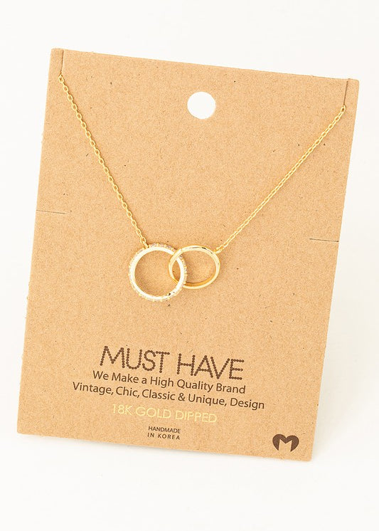 Pave Circle Link Charm Necklace | Front