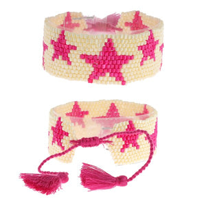 Beaded Star Pattern Tassel Bracelet