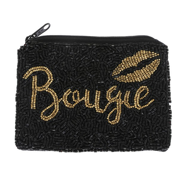 Bougie Handmade Beaded Zipper Coin Bag | Black