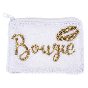 Bougie Handmade Beaded Zipper Coin Bag | White