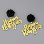 Happy New Year Resin Drop Earrings