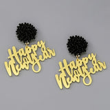 Happy New Year Resin Drop Earrings