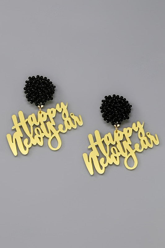 Happy New Year Resin Drop Earrings