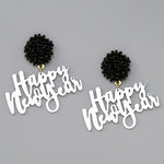 Happy New Year Resin Drop Earrings