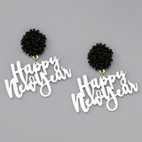 Happy New Year Resin Drop Earrings
