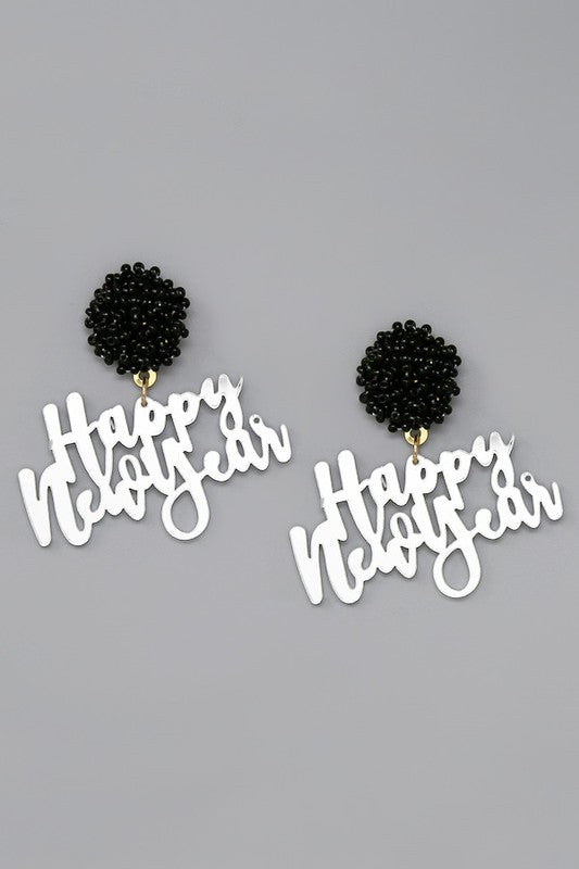 Happy New Year Resin Drop Earrings