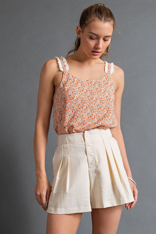 Lifelong Memories Button Down Shorts-Ivory