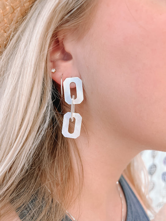 Rectangle Chain Link Dangle Earrings