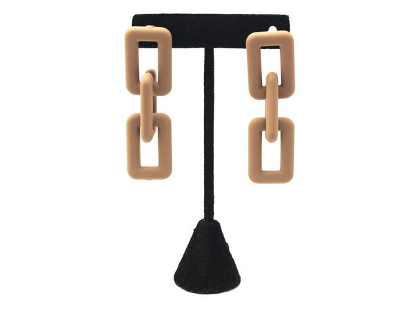 Matte Drop Chain Earrings | Khaki