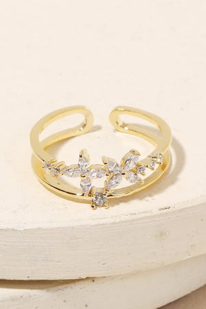 Flower Rhinestone Adjustable Fashion Ring
