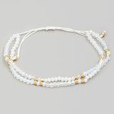 Layered Bead Adjustable Bracelet | White