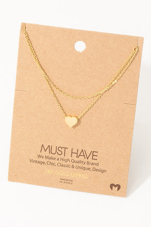 Dainty Layered Chain Heart Charm Necklace