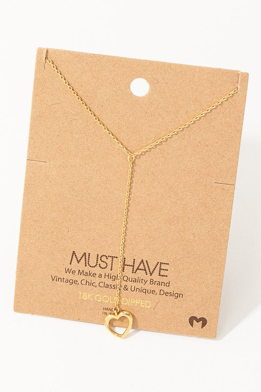 Heart Cutout Charm Y Necklace