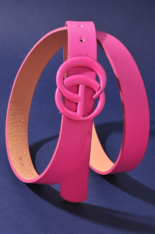Color Coated GG Buckle Belt-Pink