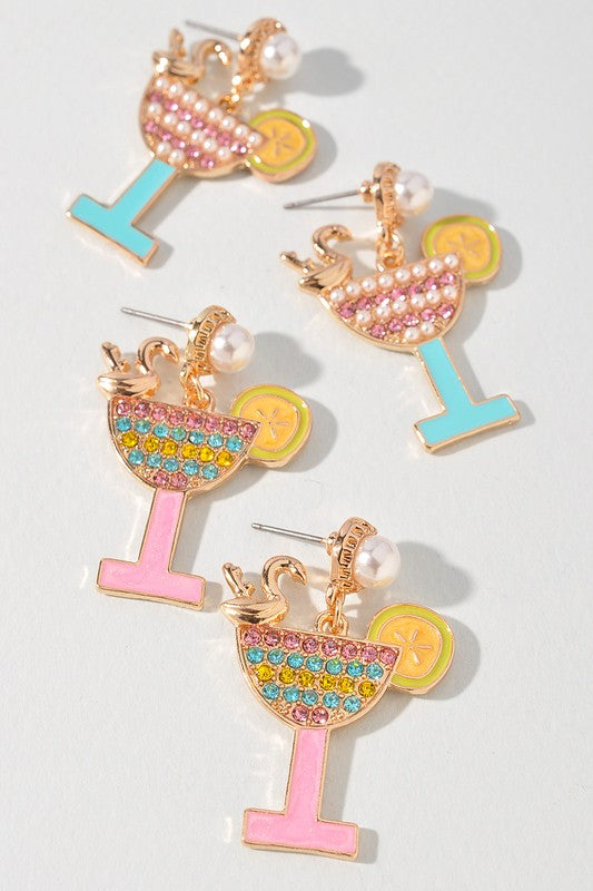 Rhinestone Cocktail Dangle Earrings
