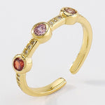 18K Copper Cubic Zirconia Colorful Round Ring - The Pink Pineapple 850