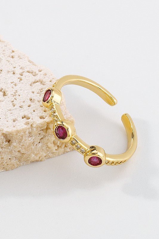 18K Copper Cubic Zirconia Colorful Round Ring - The Pink Pineapple 850