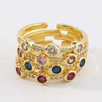 18K Copper Cubic Zirconia Colorful Round Ring - The Pink Pineapple 850