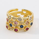 18K Copper Cubic Zirconia Colorful Round Ring - The Pink Pineapple 850