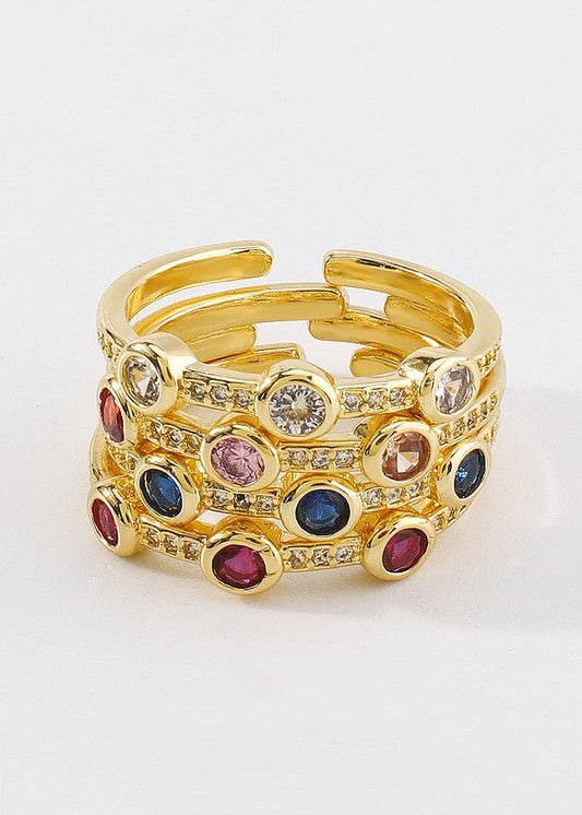 18K Copper Cubic Zirconia Colorful Round Ring - The Pink Pineapple 850