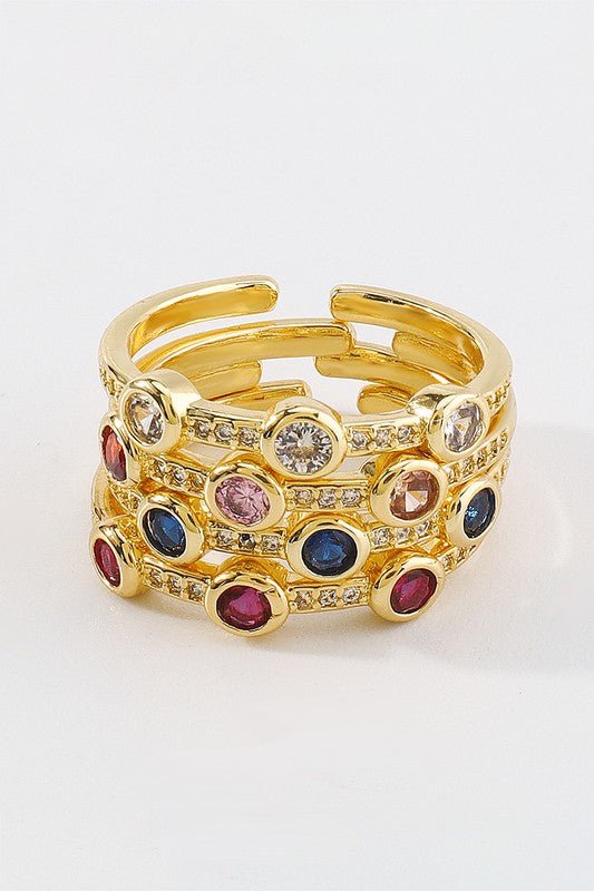 18K Copper Cubic Zirconia Colorful Round Ring - The Pink Pineapple 850